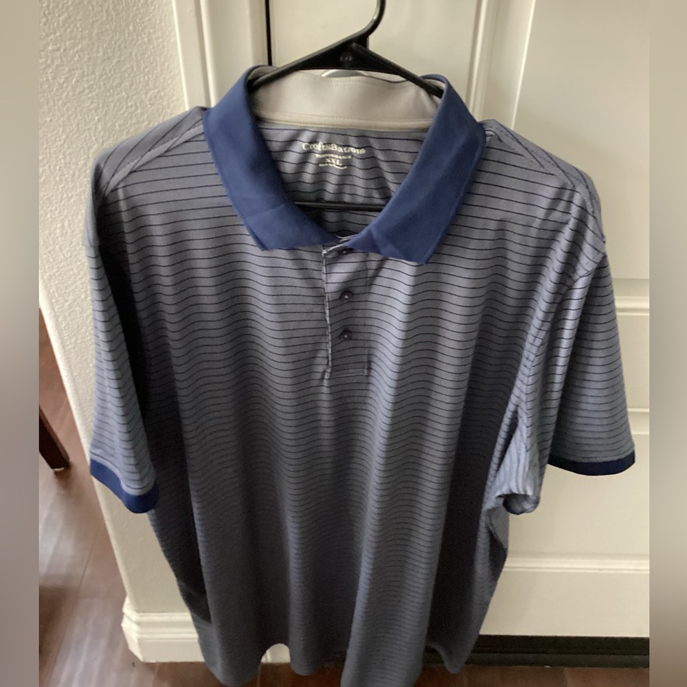 Croft & Barrow Blue Striped Polo - XXL
